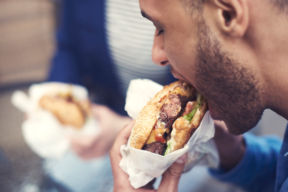 Man eating a hamburger